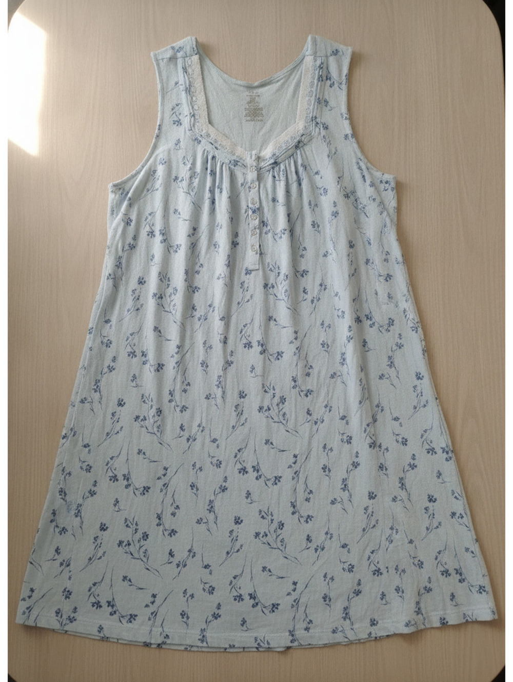 Secret Treasures Light Blue Floral Sleeveless Sleepshirt Nightgown Size XL